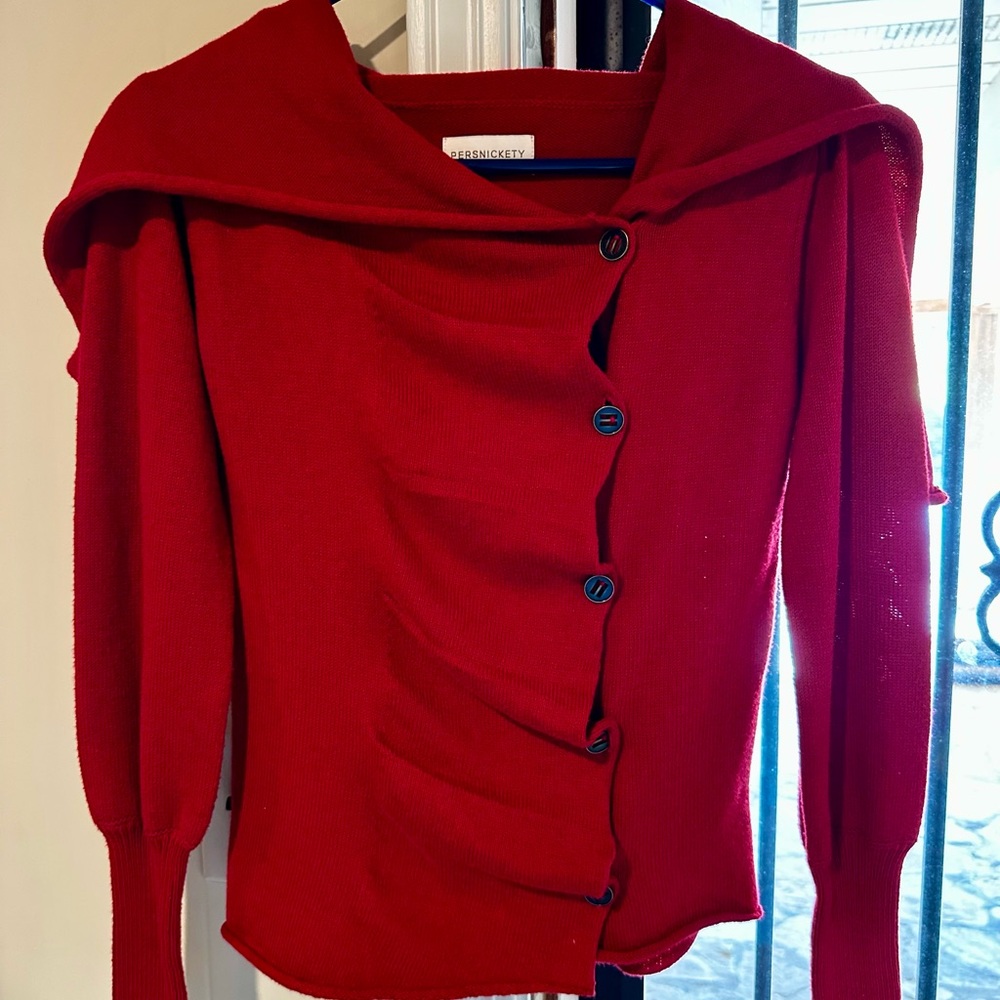 Persnickety Scarlet Red Button-Up Cardigan - girls Sz M (12)